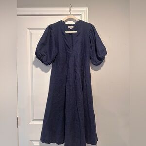 Linen Puff Sleeve Dress